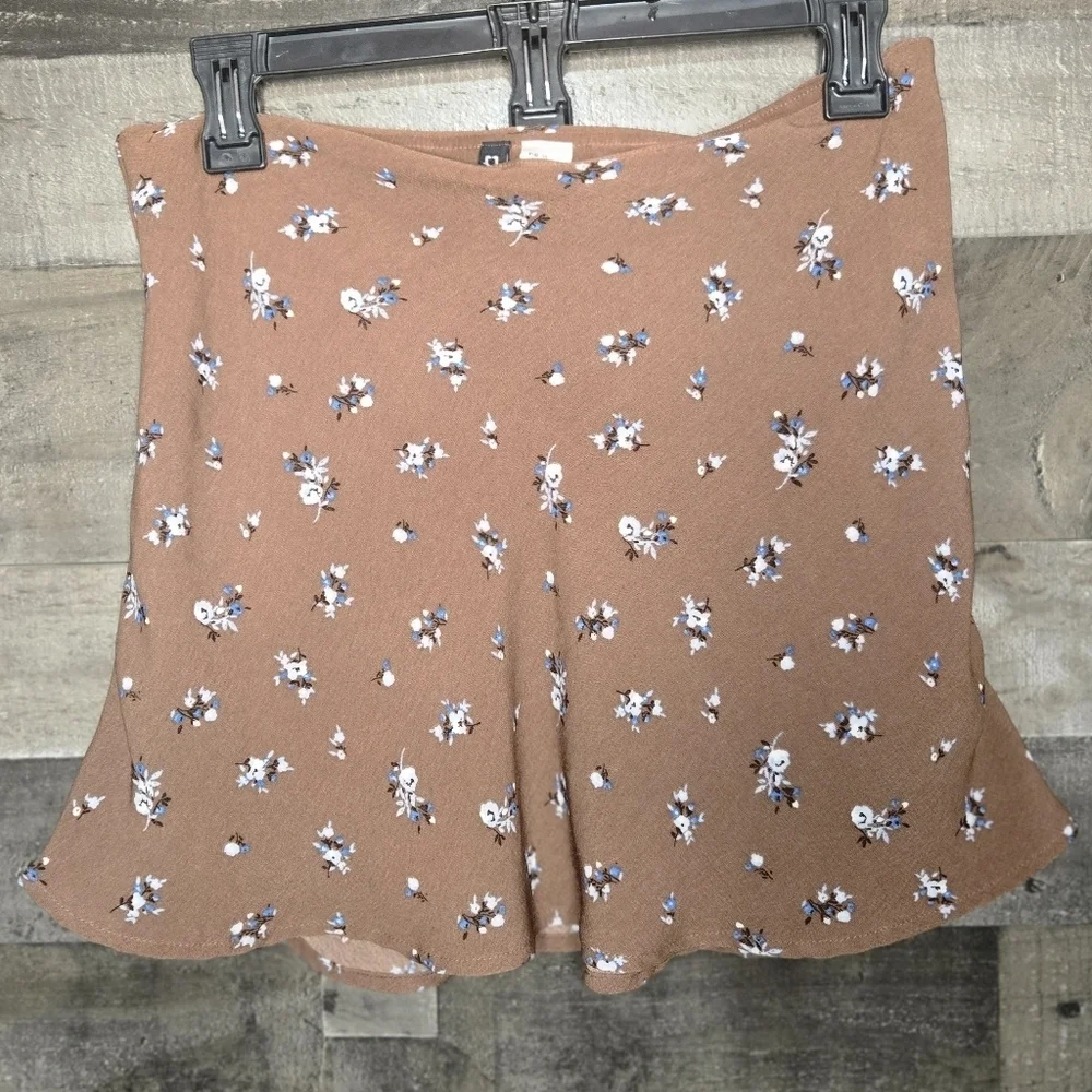 h&m floral brown mini skirt